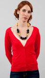 Red Pointelle Cardigan - alternate view